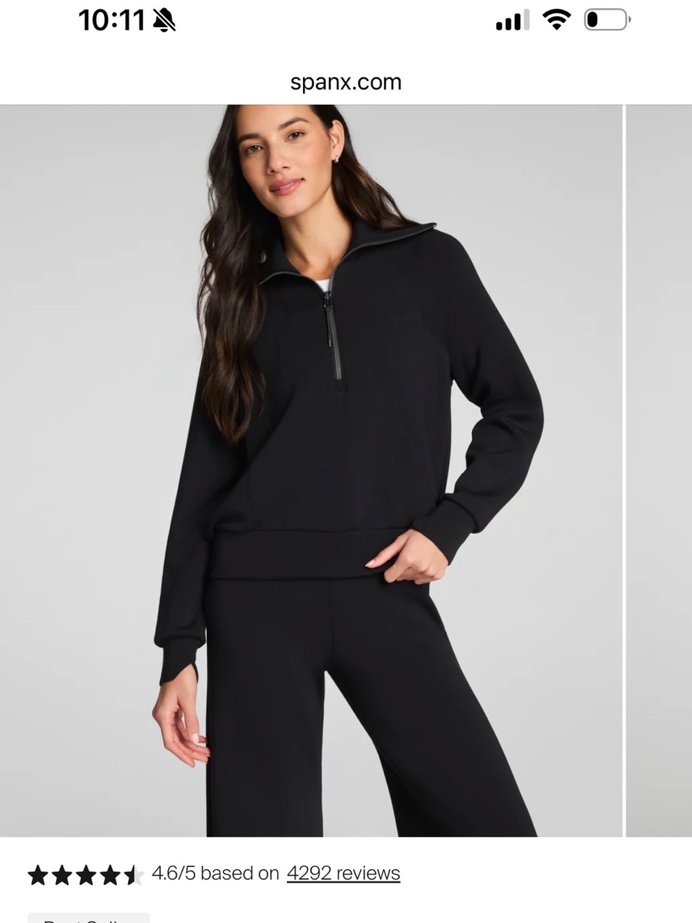 NWT Spanx Black Quarter-Zip Tunic